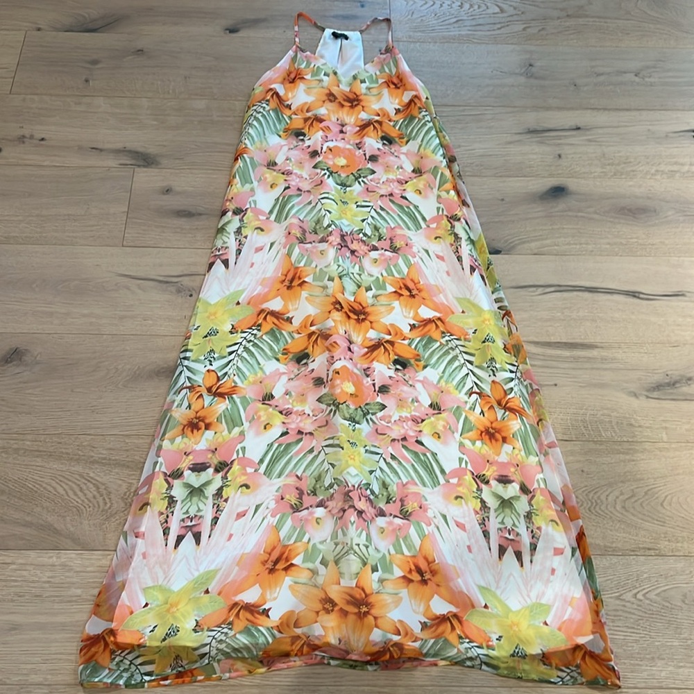 Banana Republic Floral Halter Maxi Dress Size 4 Tropical Lined Relaxed Flowy